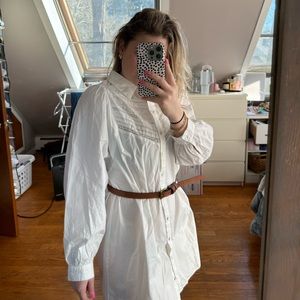 ZARA EMBROIDERED LONG SLEEVE BUTTON DOWN DRESS